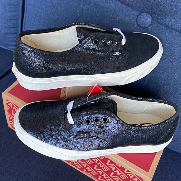 Vans Authentic Cracked Leather Black / Blue Men’s - Picture 11 of 16